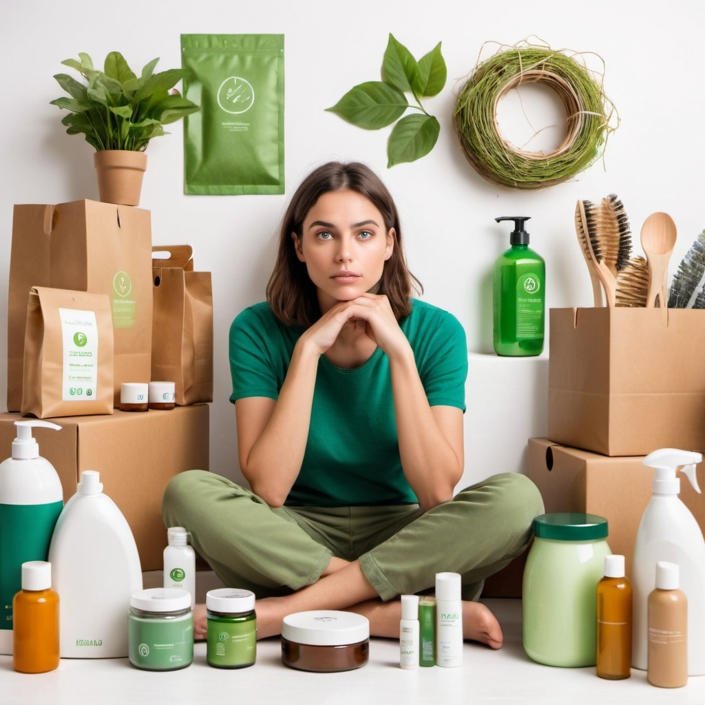 Eco-conscious woman concerned whether the products are really Eco-friendly products.